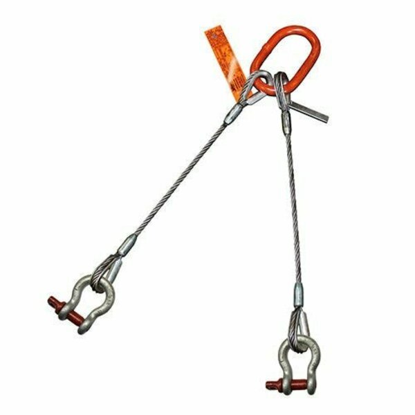 Hsi Two Leg Wire Rope Sling, 1/2 in dia, 6 ft Length, Screw Pin Anchor Shackle, 4.4 ton Capacity 200SPA1/2X-06